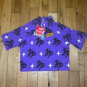 Vibrant Purple Short Sleeve Tee‎ with Palm Print